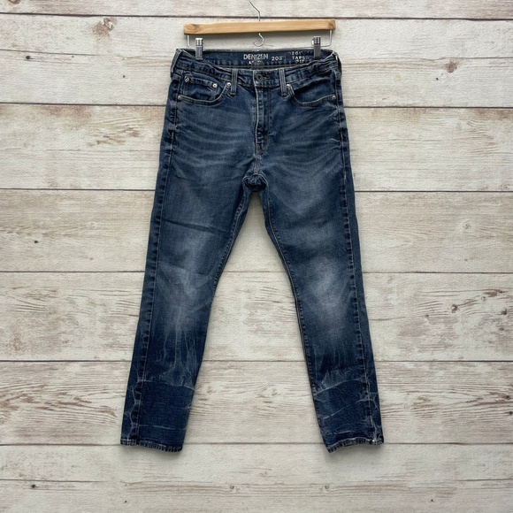 2017 Levis Denizen 208 Mens Distressed Ringer Blue Slim Tape stretch Jean W30L30 - Picture 1 of 13
